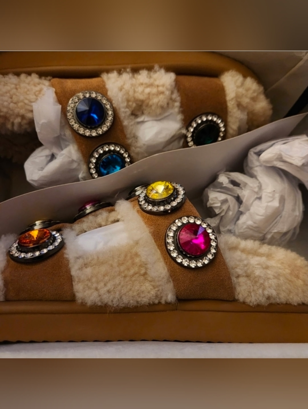 Kurt Geiger Embellished Shearling Sandals
